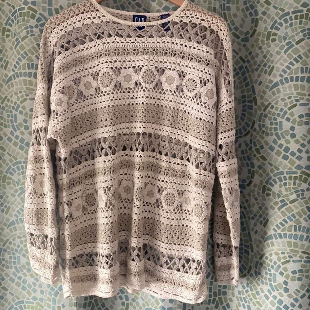 GAP silk and cotton crochet sweater L